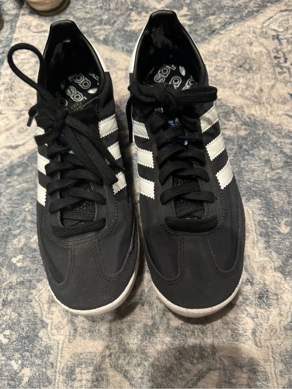 Adidas womens Black Sneakers with White Three-Stripes SL 72